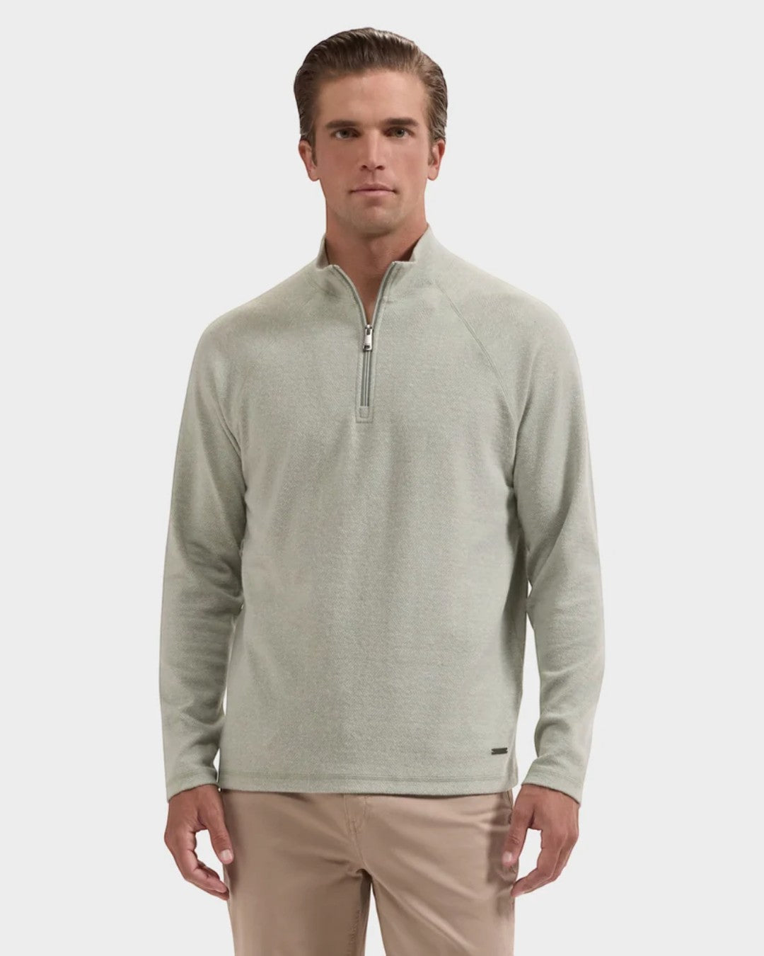 Bugatchi Chevron Quarter-Zip Pullover - Avocado-S-BUGATCHI-Levy's Clothier