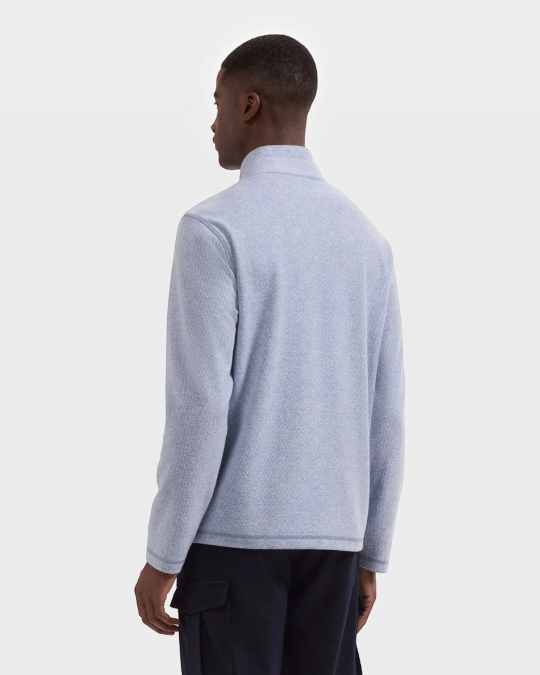 Micro Stripe Quarter-Zip Pullover in Steel-S-STEEL-BUGATCHI-Levy's Clothier