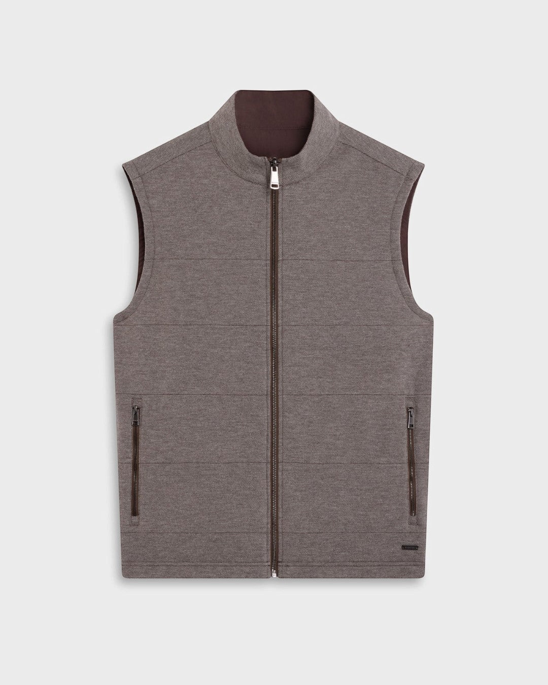 Reversible Micro Stripe Zip Knit Vest in Chocolate-M-Chocolate-BUGATCHI-Levy's Clothier
