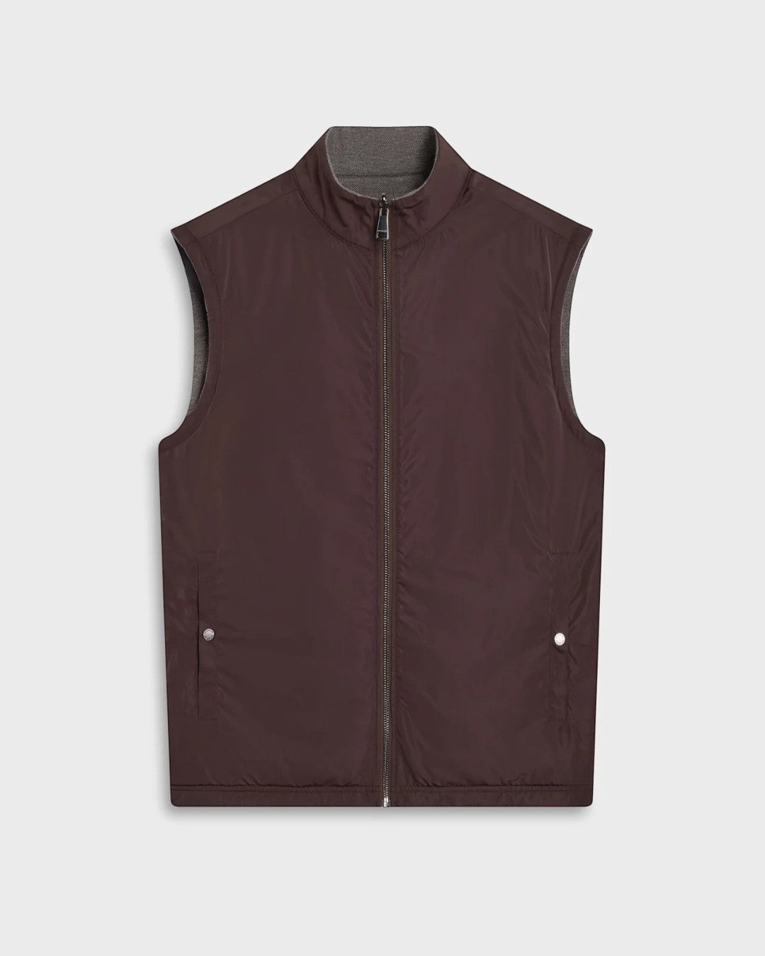 Reversible Micro Stripe Zip Knit Vest in Chocolate-M-Chocolate-BUGATCHI-Levy's Clothier