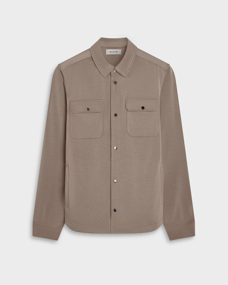 Soft Touch Knit Shirt Jacket in Steel and Walnut-S-STEEL-BUGATCHI-Levy's Clothier