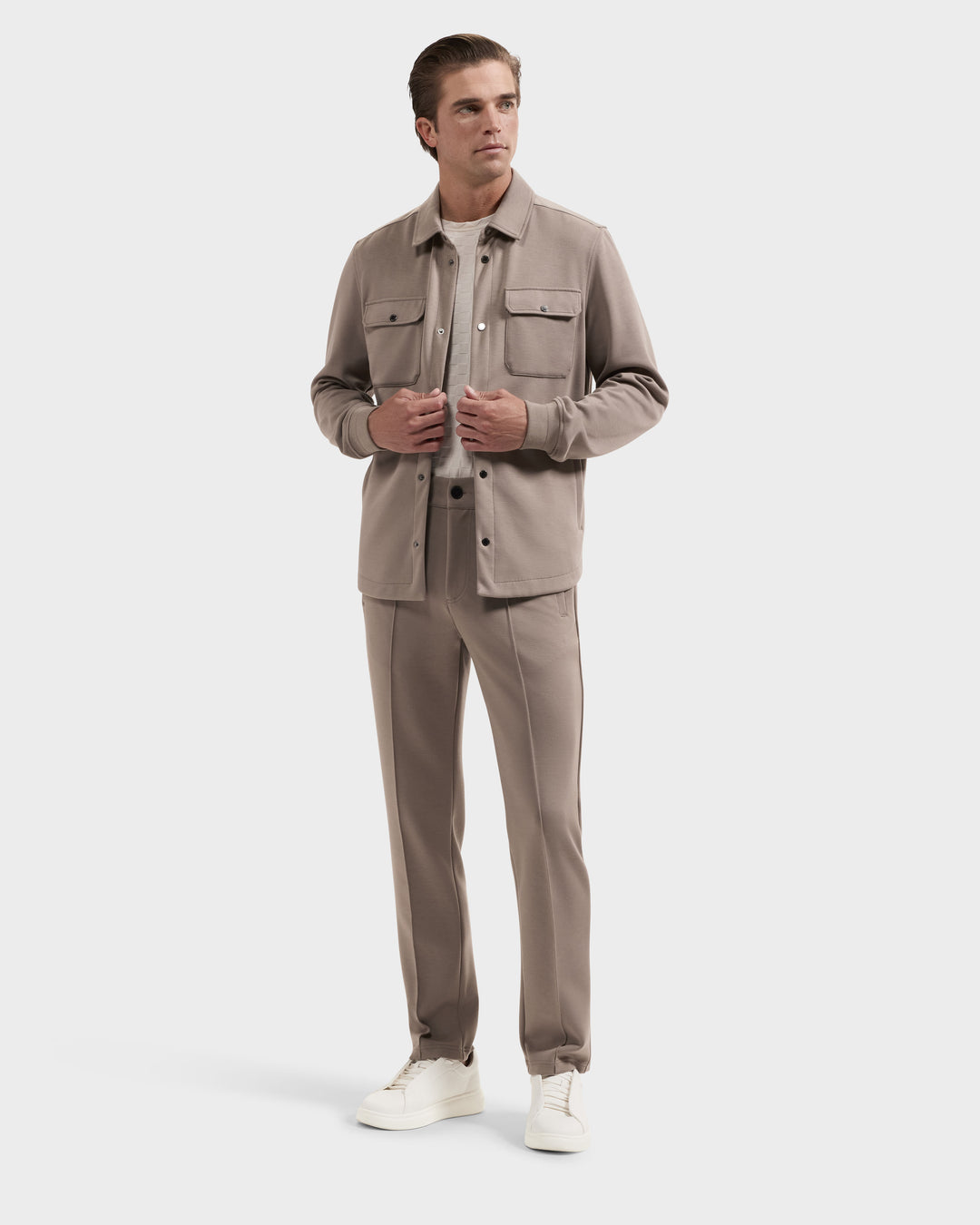 Soft Touch Knit Shirt Jacket in Walnut
