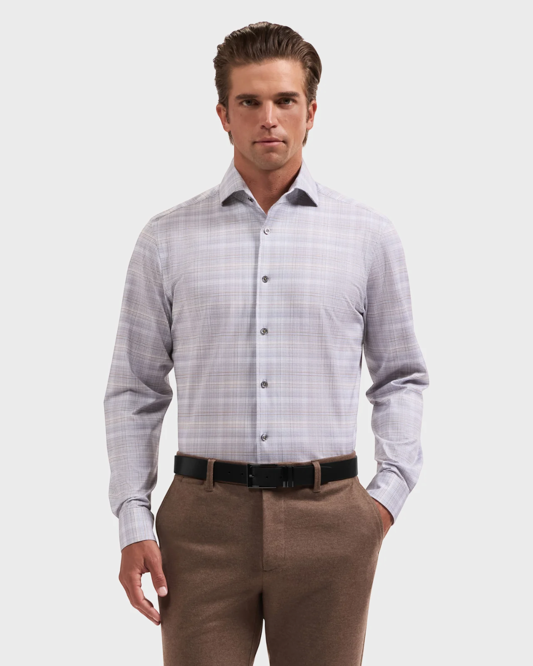 Bugatchi Devon OoohCotton Plaid Shirt - Sand-M-SAND-BUGATCHI-Levy's Clothier