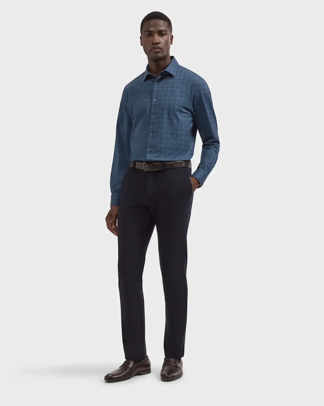 Bugatchi James OoohCotton Plaid Shirt - Indigo-S-INDIGO-BUGATCHI-Levy's Clothier
