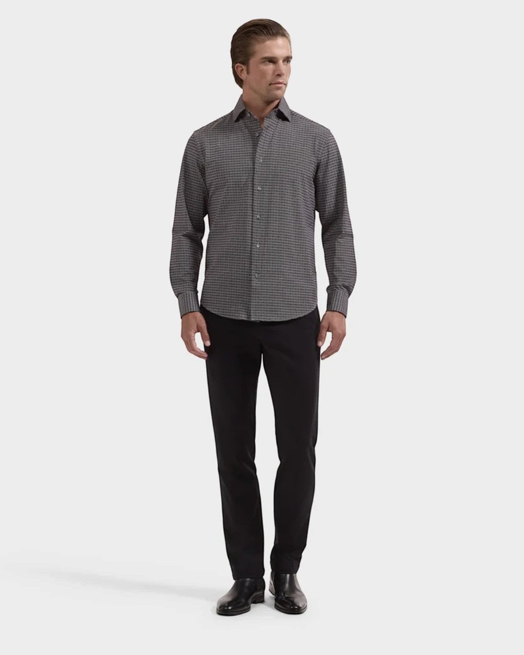 Bugatchi Devon OoohCotton Geometric Shirt - Black-M-BLACK-BUGATCHI-Levy's Clothier