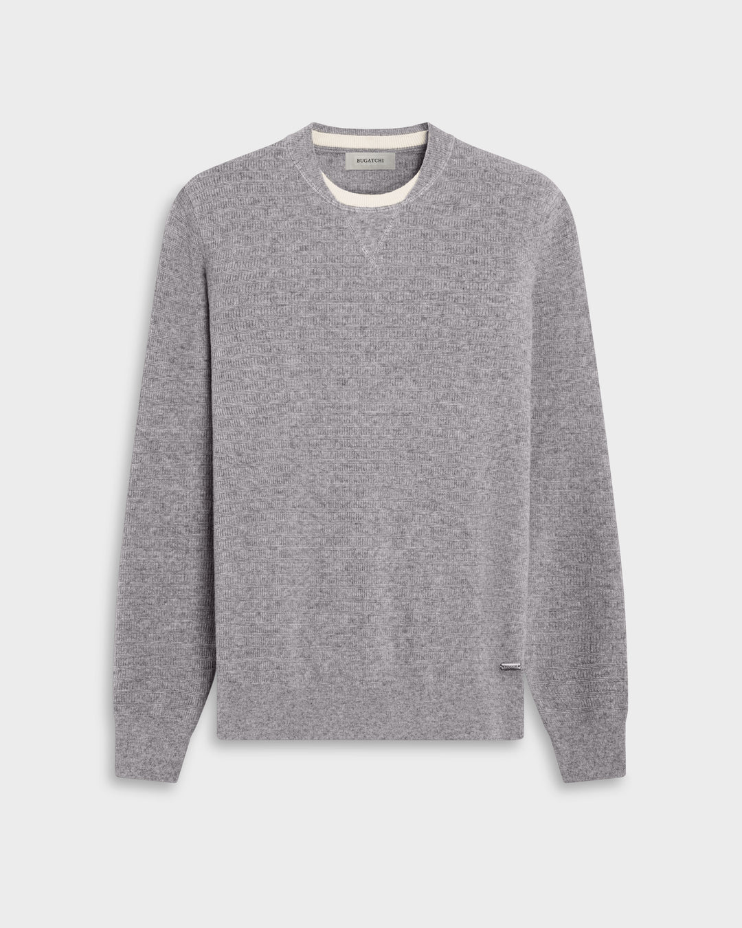 Grid Stitch Crewneck Sweater in Smoke Grey