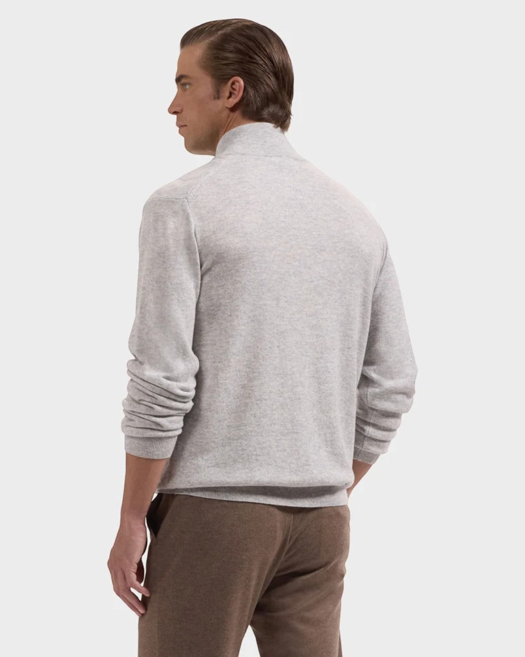 Bugatchi Braided Chevron Quarter-Zip Sweater - Oatmeal-M-OATMEAL-BUGATCHI-Levy's Clothier