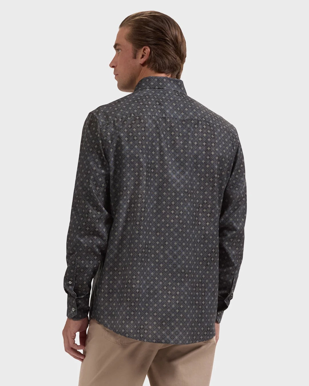 Alvin Micro Corduroy Medallion Shirt in Peacock-M-PEACOCK-BUGATCHI-Levy's Clothier