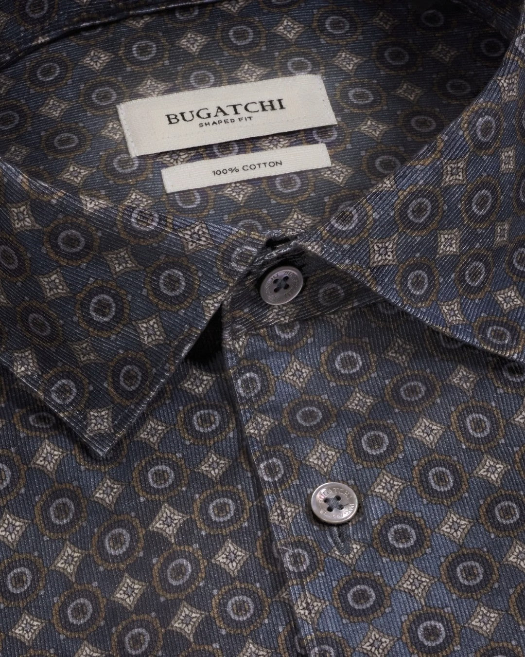 Alvin Micro Corduroy Medallion Shirt in Peacock-M-PEACOCK-BUGATCHI-Levy's Clothier