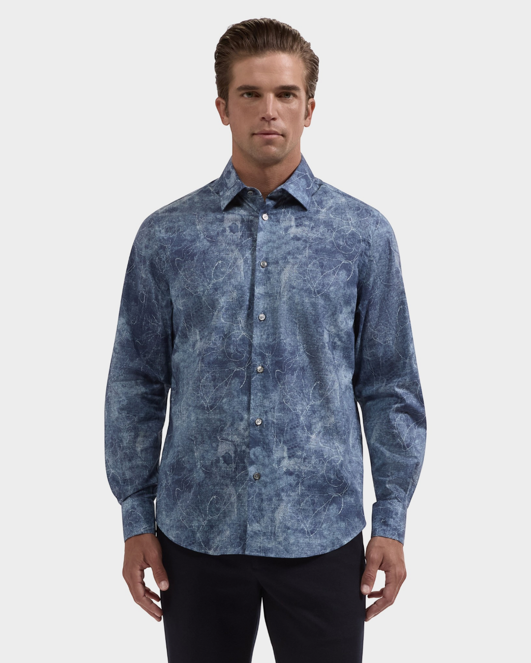 Bugatchi Julian Abstract Shirt - Ice-S-ICE-BUGATCHI-Levy's Clothier