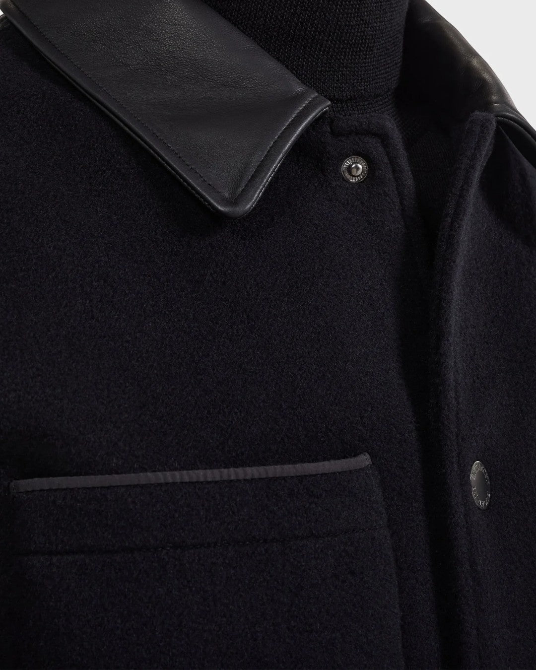 Overshirt Jacket with Leather Trim in Black-M-BLACK-BUGATCHI-Levy's Clothier