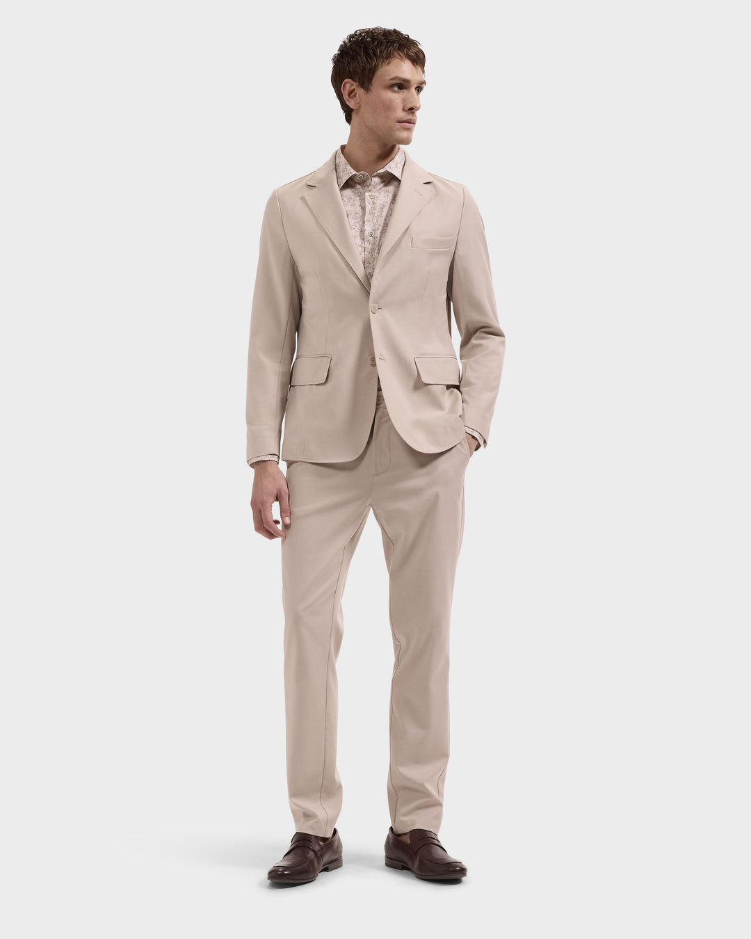 AeroTech Solid Blazer in Oatmeal