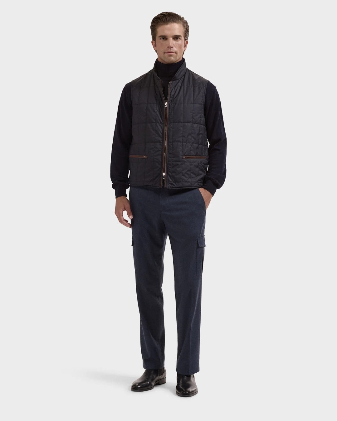 Quilted Nylon Vest in Navy-M-NAVY-BUGATCHI-Levy's Clothier