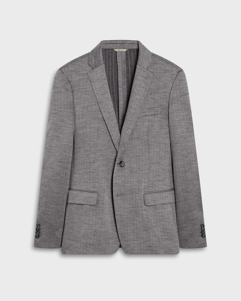 Herringbone Blazer in Grey Stone-38-Grey Stone-BUGATCHI-Levy's Clothier