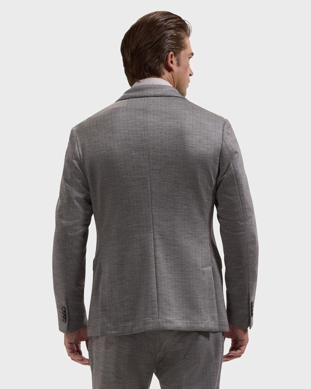 Herringbone Blazer in Grey Stone-38-Grey Stone-BUGATCHI-Levy's Clothier