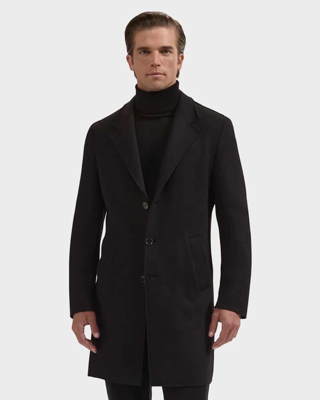 Bugatchi Solid Wool Coat - Black-M-BLACK-BUGATCHI-Levy's Clothier