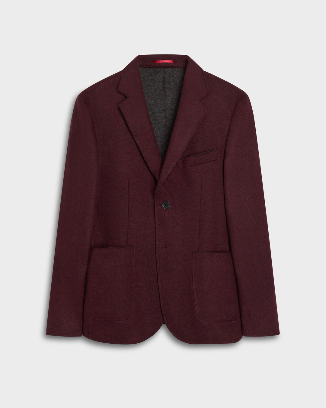 Solid Wool Blazer in Burgundy