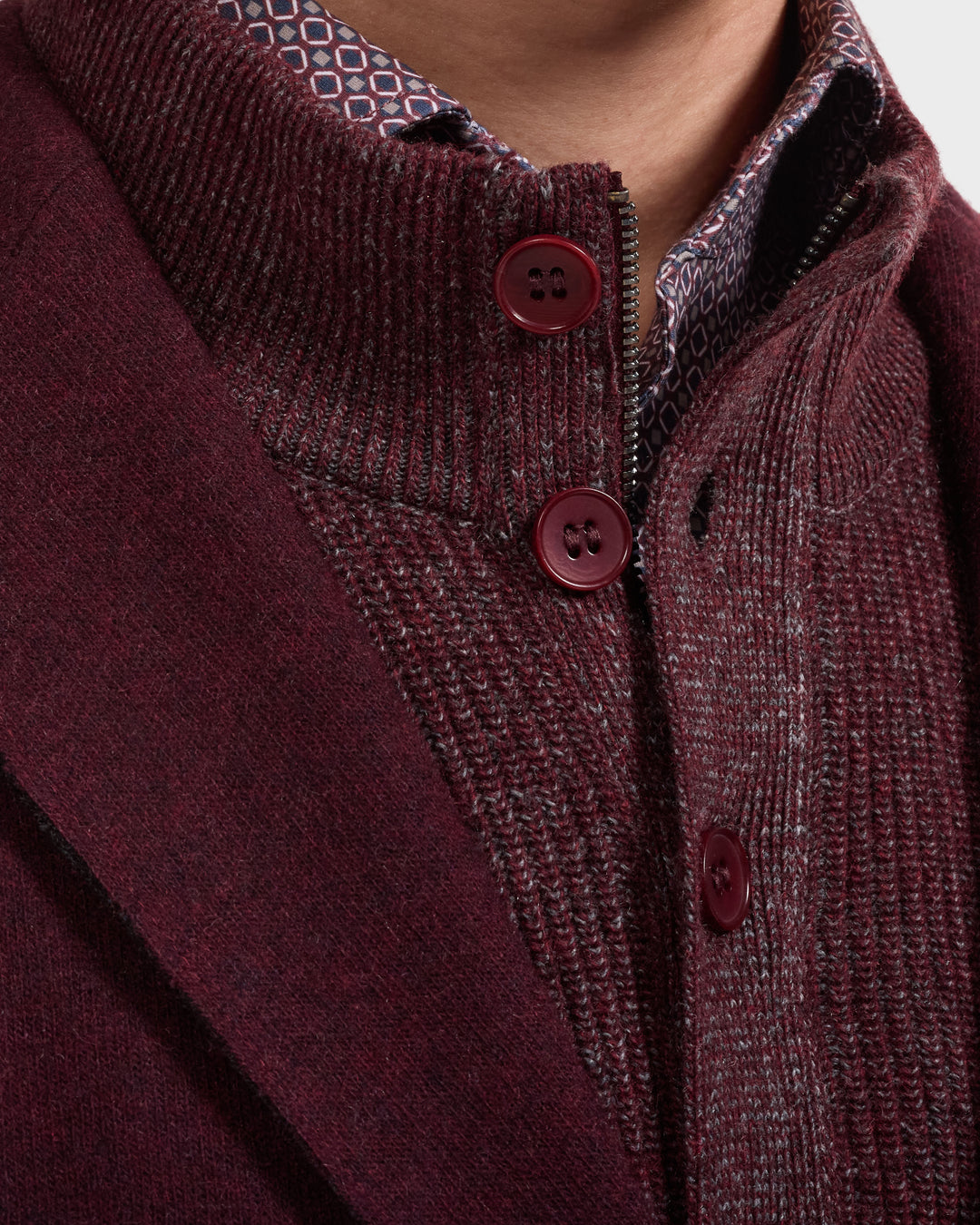 Solid Wool Blazer in Burgundy