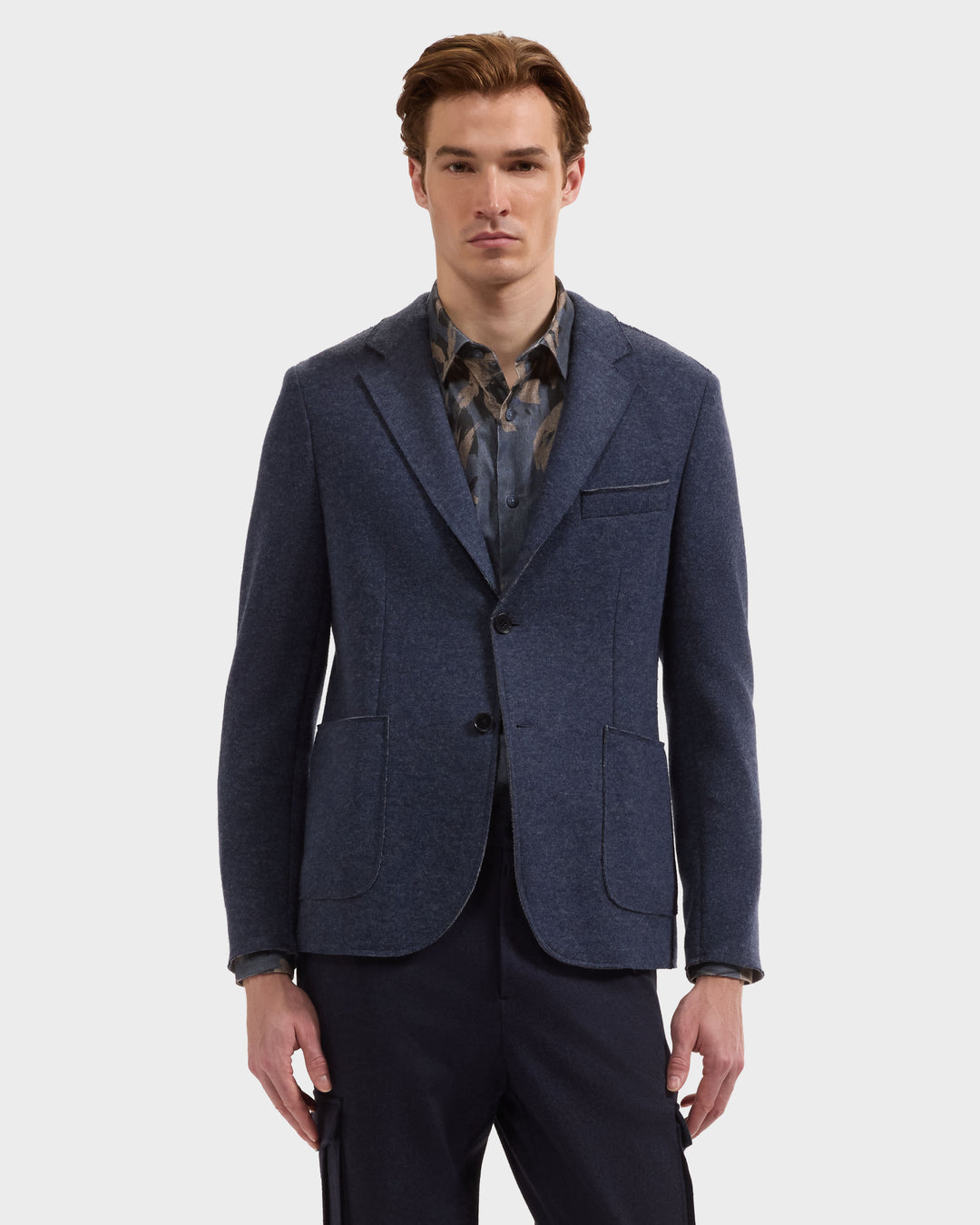 Solid Wool Blazer in Night Blue