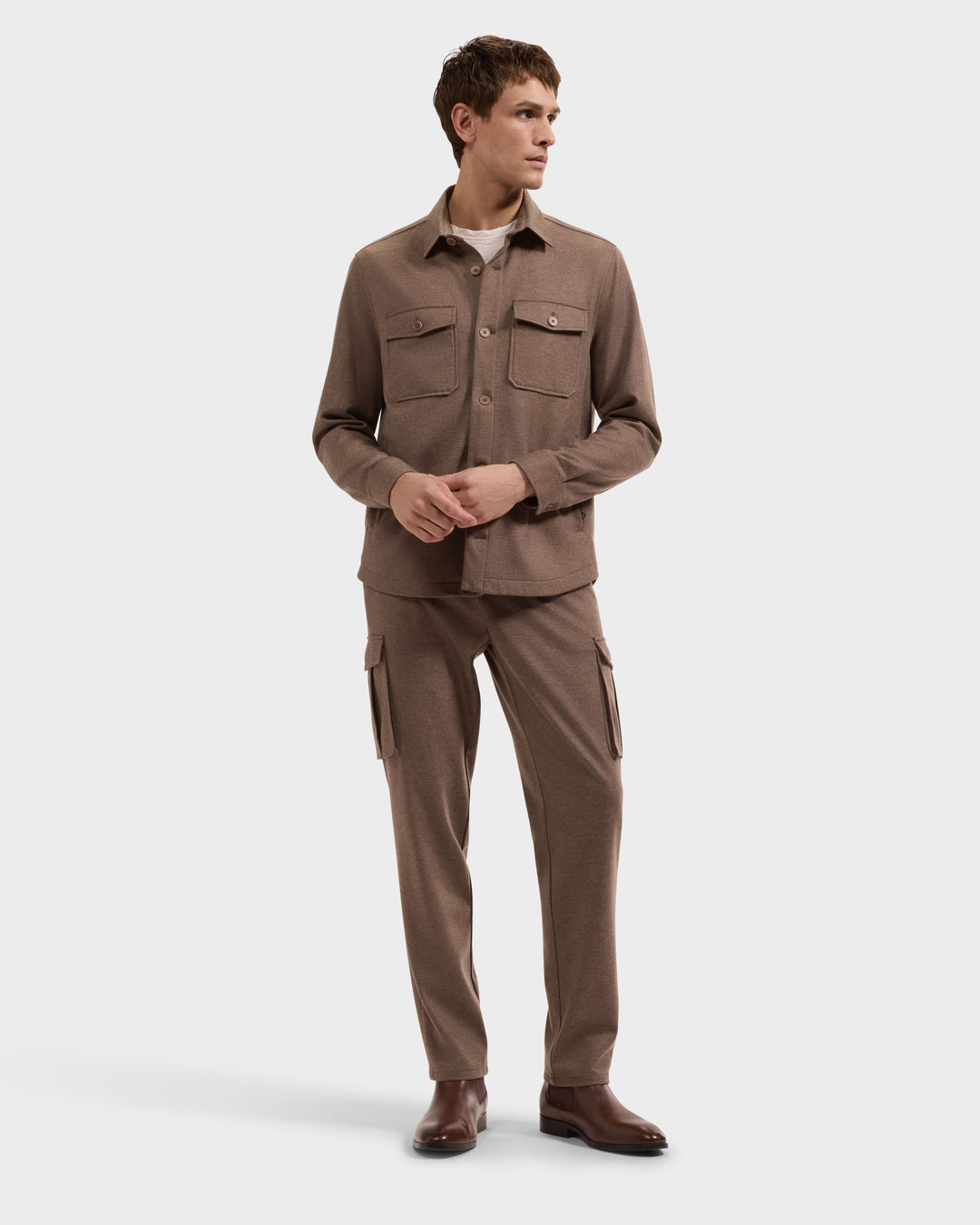 Solid Shirt Jacket in Tobacco