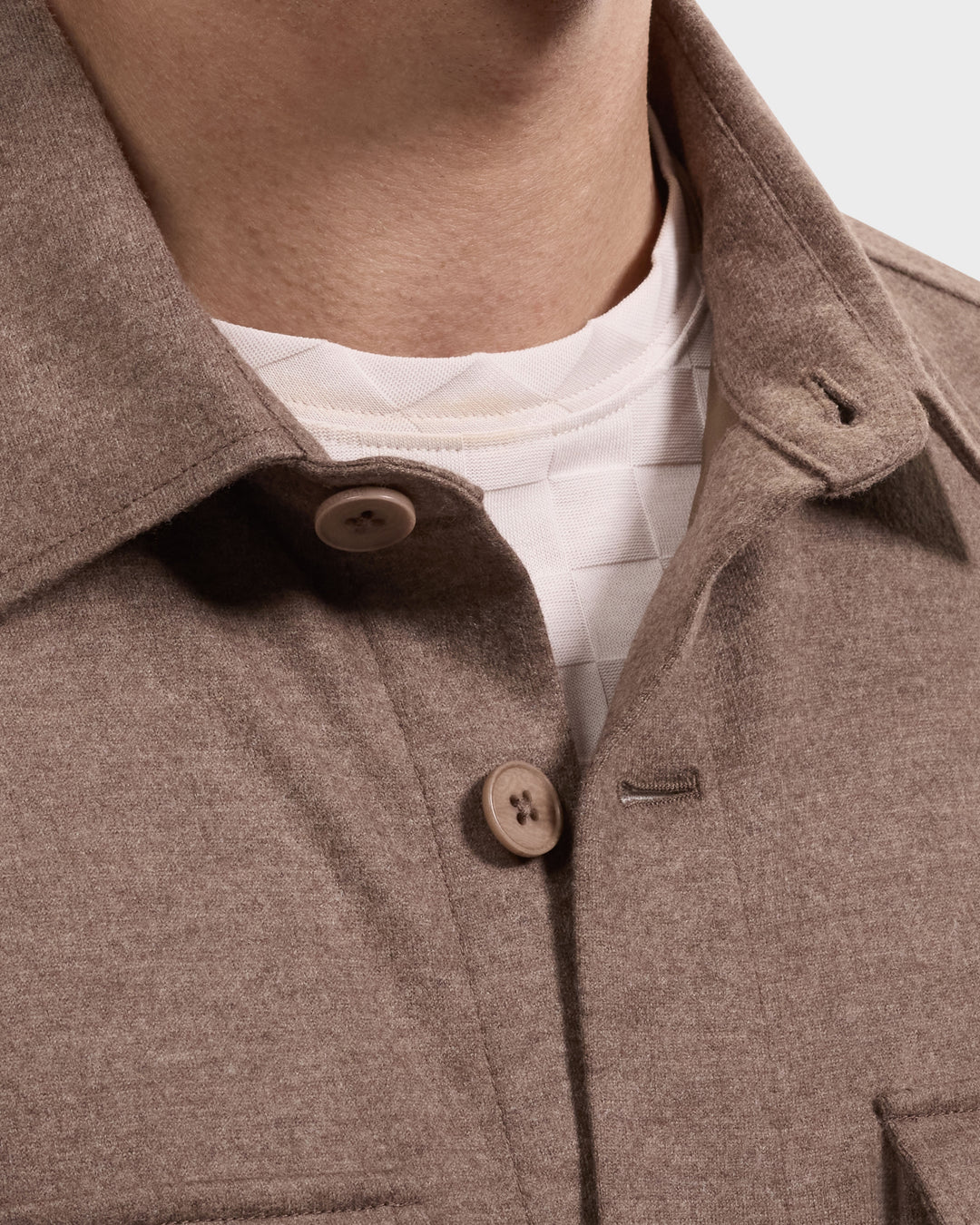 Solid Shirt Jacket in Tobacco