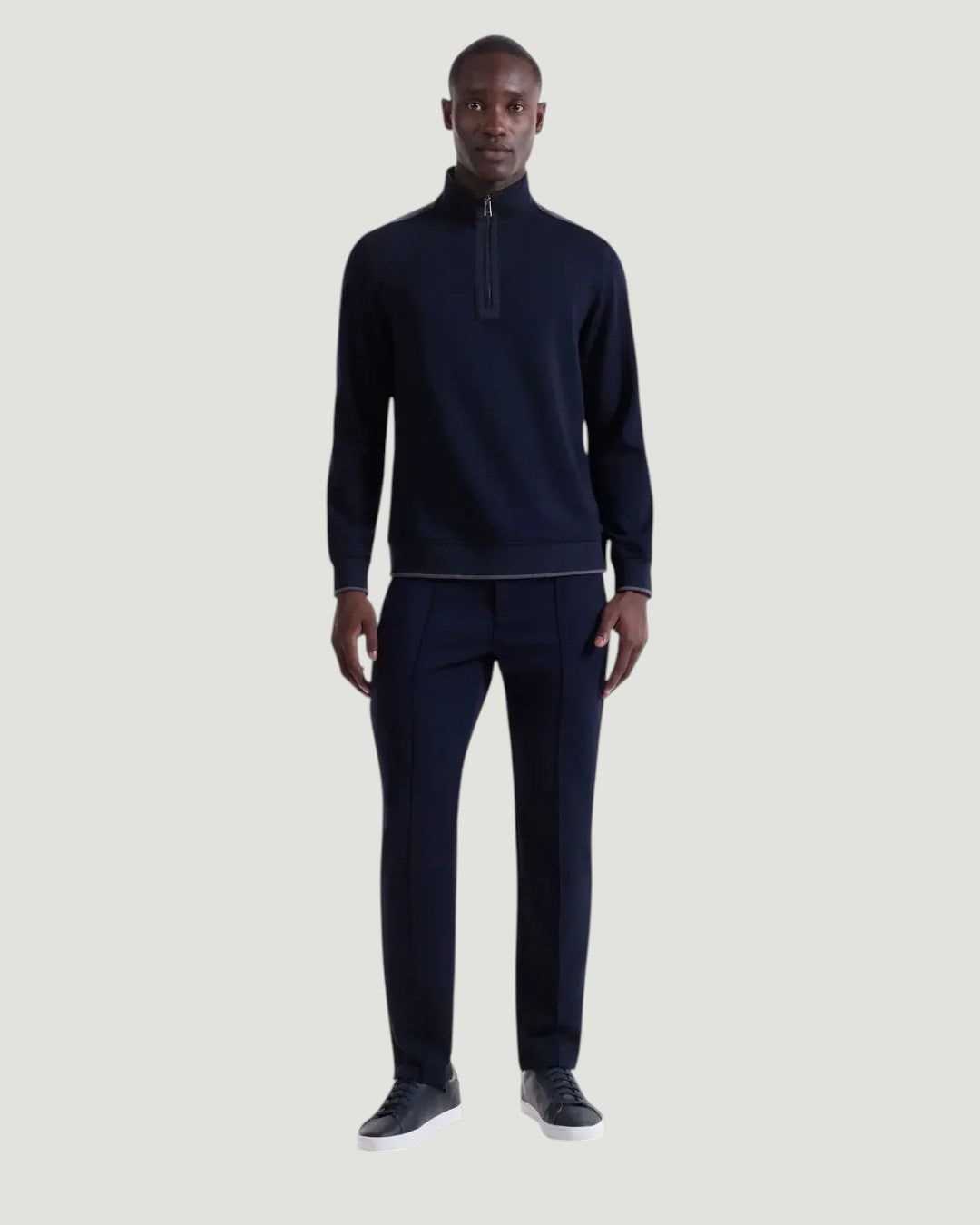 Soft Touch 1/4 Zip Collar Knit Sweater in Navy-S-NAVY-BUGATCHI-Levy's Clothier