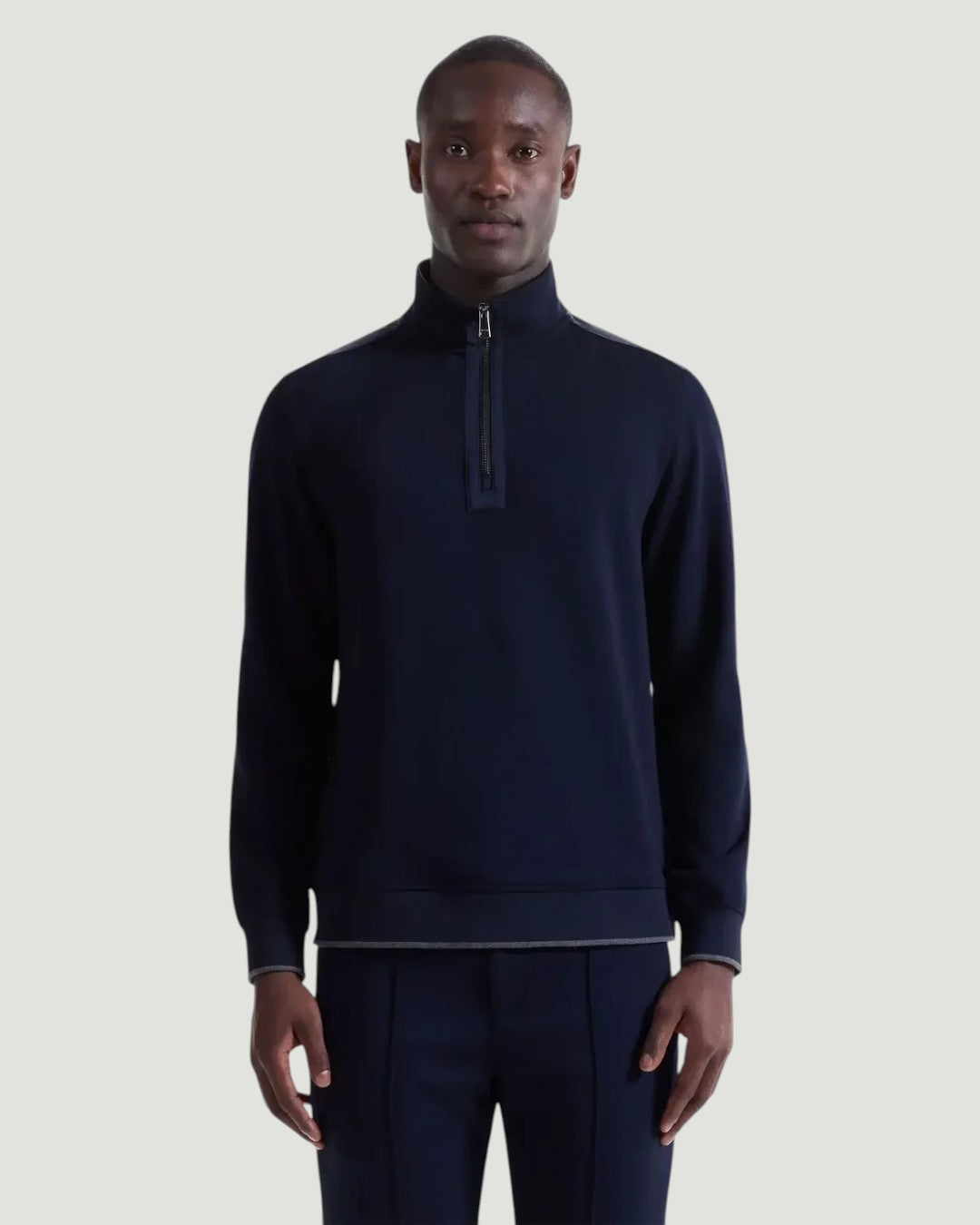 Soft Touch 1/4 Zip Collar Knit Sweater in Navy-S-NAVY-BUGATCHI-Levy's Clothier