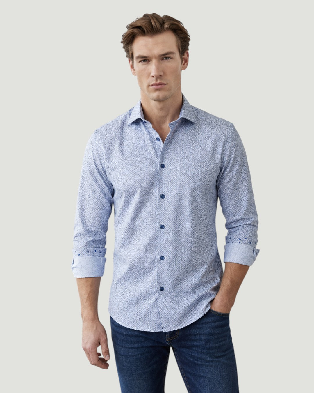 James OoohCotton Circle Long-Sleeve Shirt in Air Blue-S-AIR BLUE-BUGATCHI-Levy's Clothier
