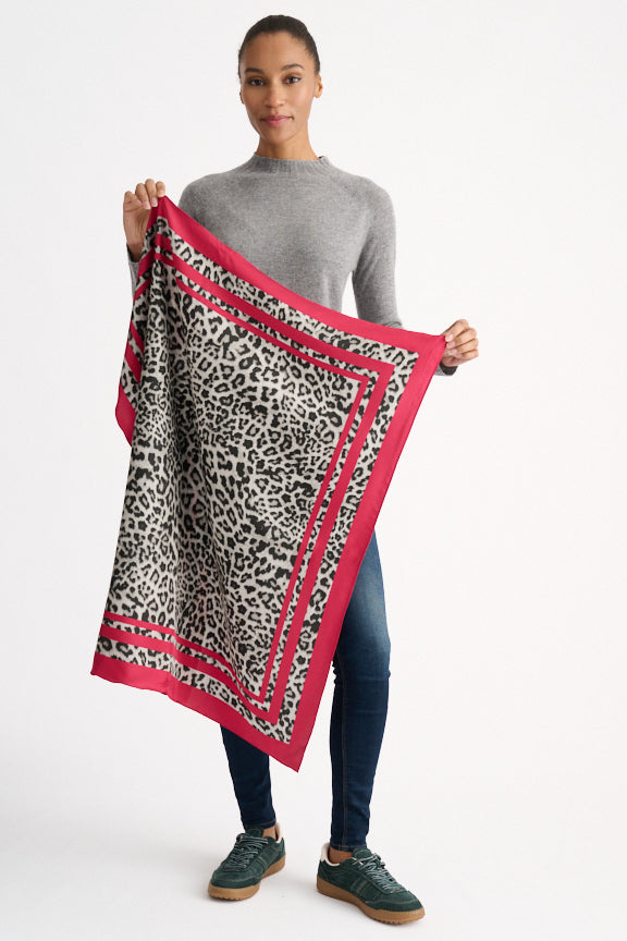 Kinross Leopard Print Square Scarf