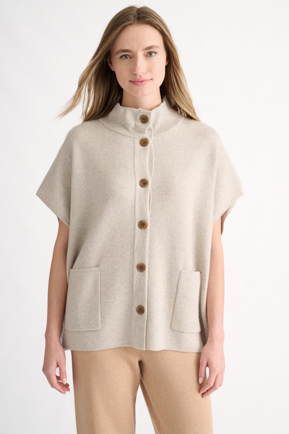SHORT SLEEVES BUTTON MOCK CARDIGAN