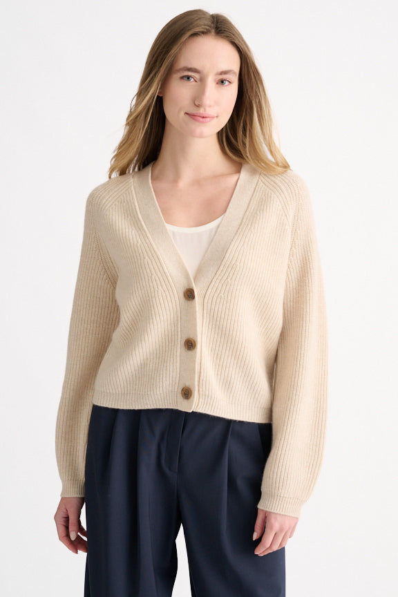 RIB VEE CARDIGAN