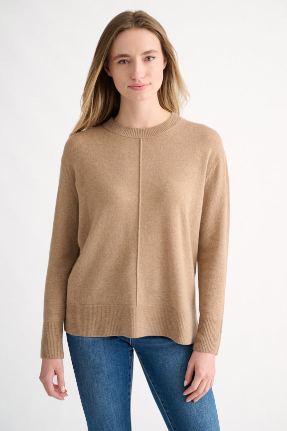 HI LOW SEAMED CREW SWEATER