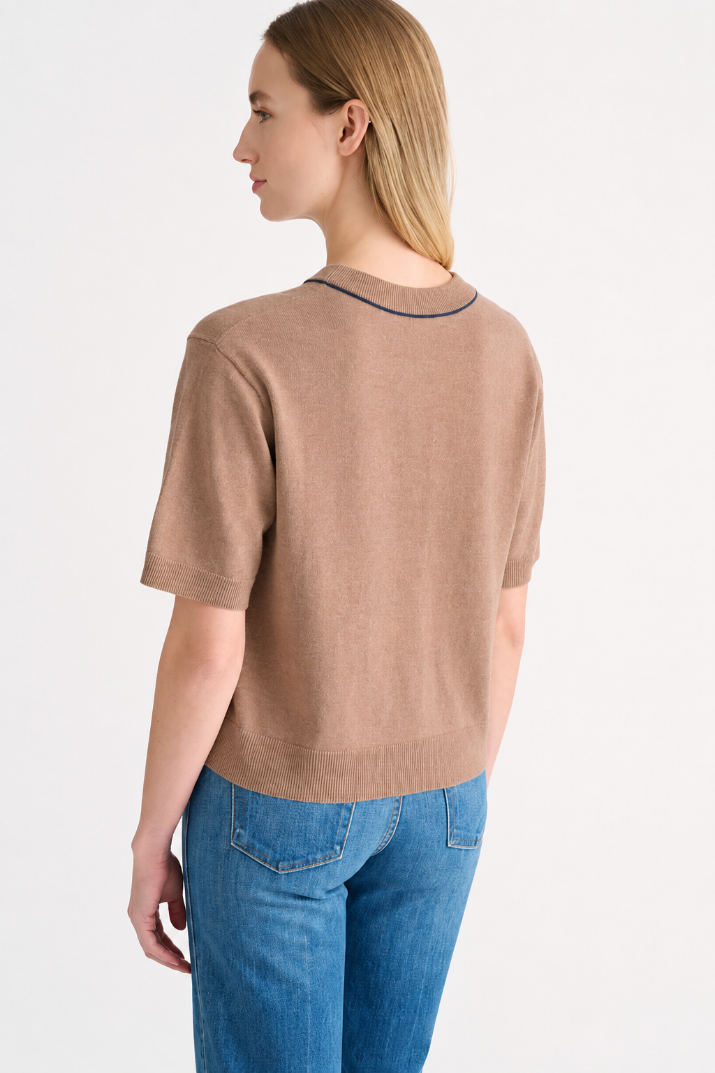 Tipped Short Sleeve Crew-XS-NAVY-KINROSS CASHMERE-Levy's Clothier