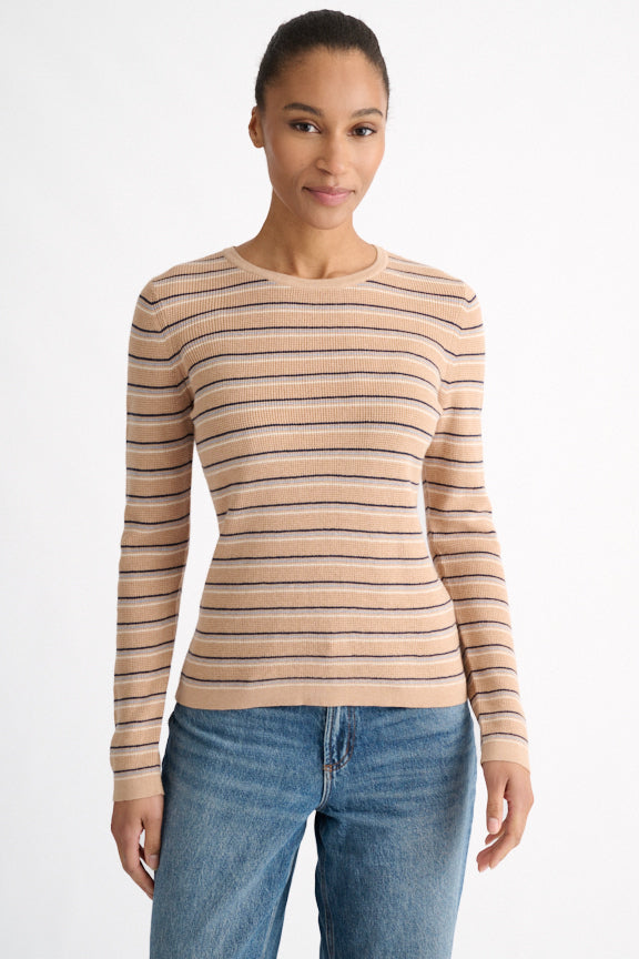 THERMAL STRIPE CREW SWEATER