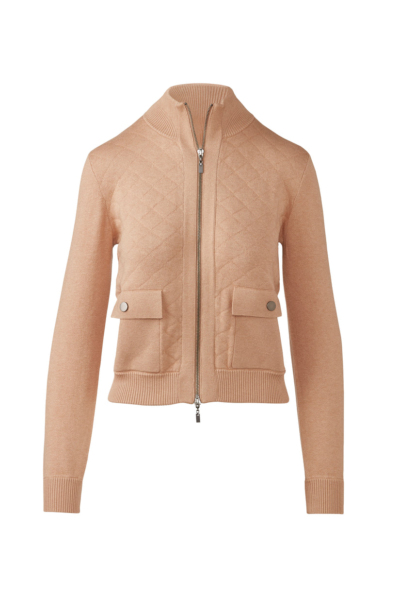 Quilted Zip Mock Cardigan-XS-SCOTCH-KINROSS CASHMERE-Levy's Clothier