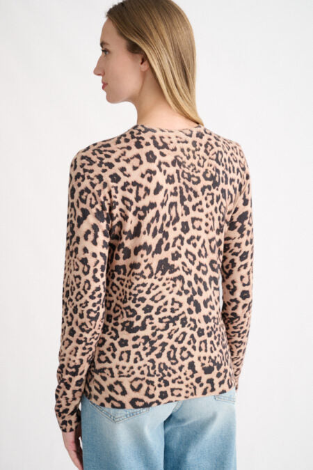 LEOPARD PRINT CREW SWEATER