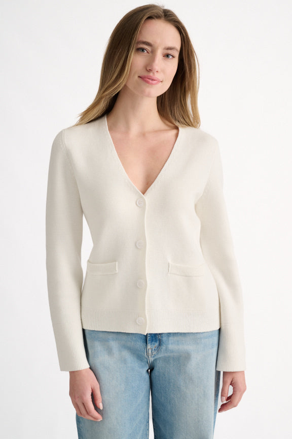 DOUBLE KNIT VEE CARDIGAN