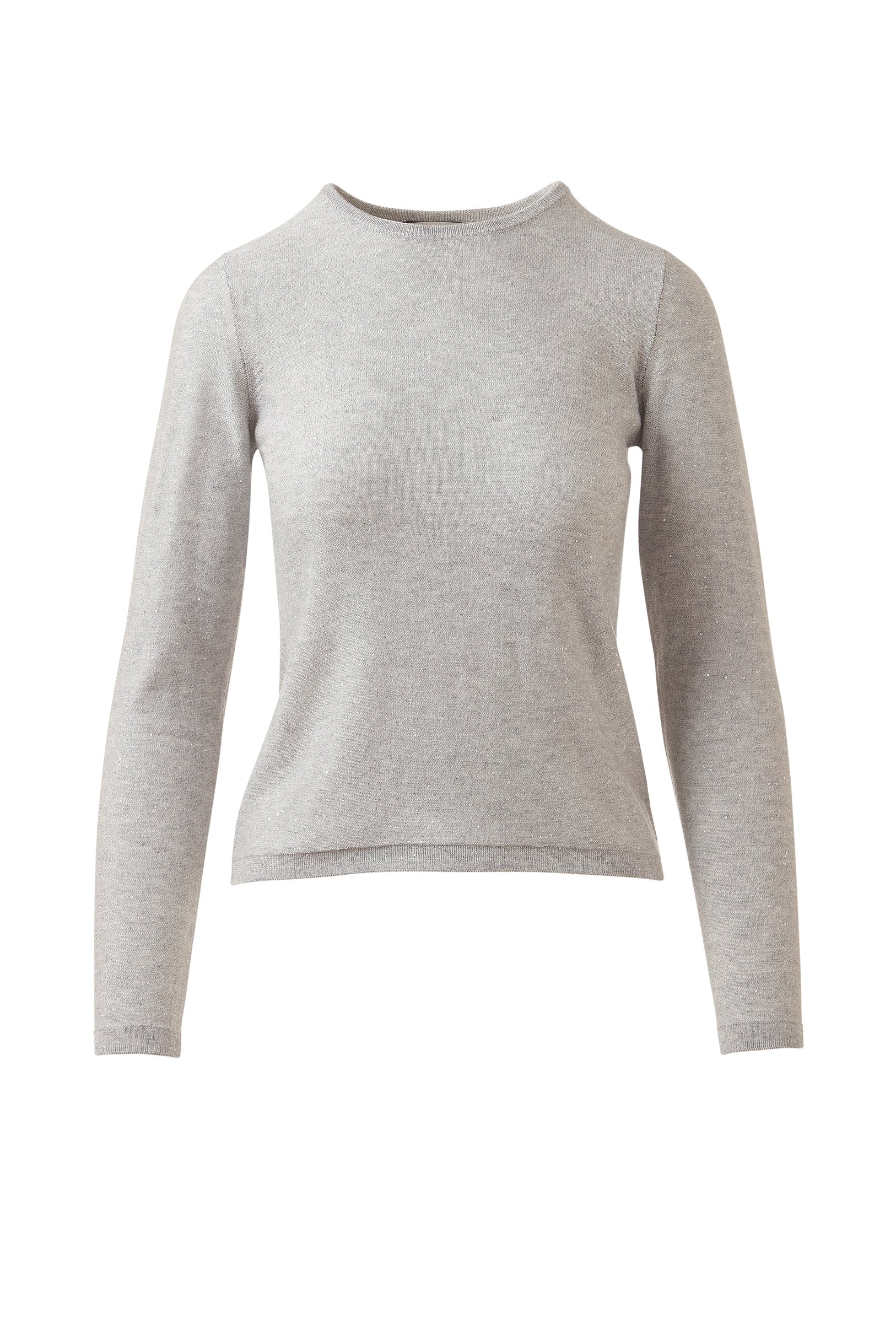 Sequin Crew in Silver-XS-KINROSS CASHMERE-Levy's Clothier