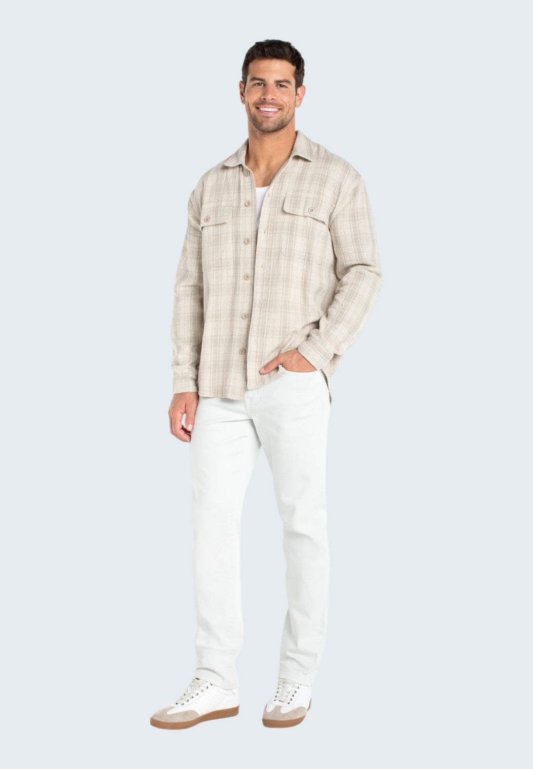 Men's Flap Pocket Overshirt - Oat Light Blue