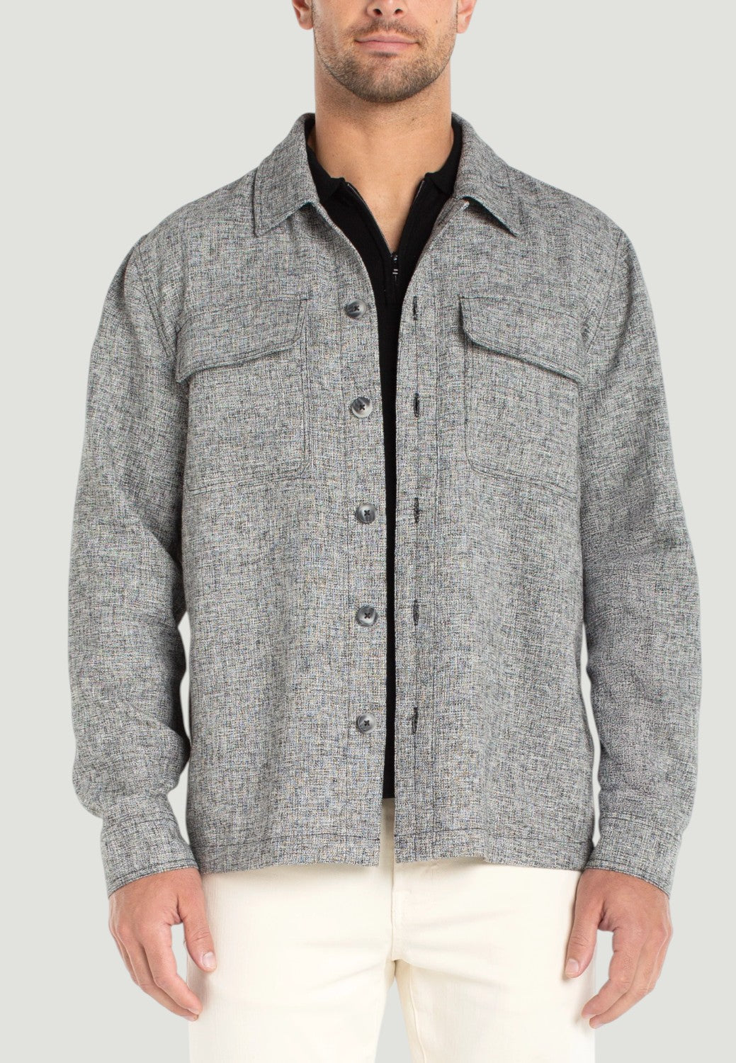 Men's Flap Pocket Overshirt - Black Multi-XS-BLKMLTI-LIVERPOOL-Levy's Clothier