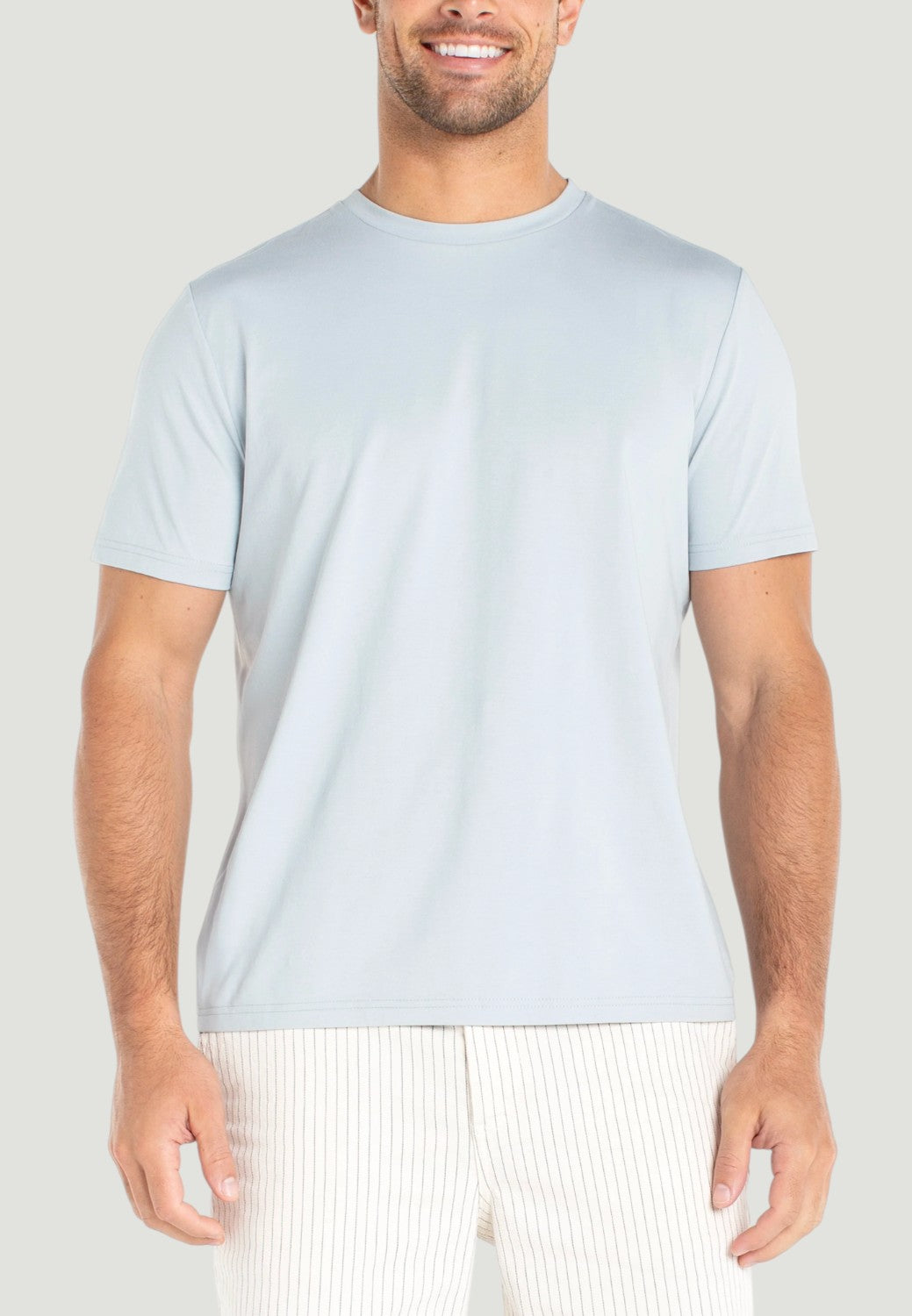Men's Short Sleeve Crew Neck Tee - Dusty Blue-XS-DUSTY BLUE-LIVERPOOL-Levy's Clothier