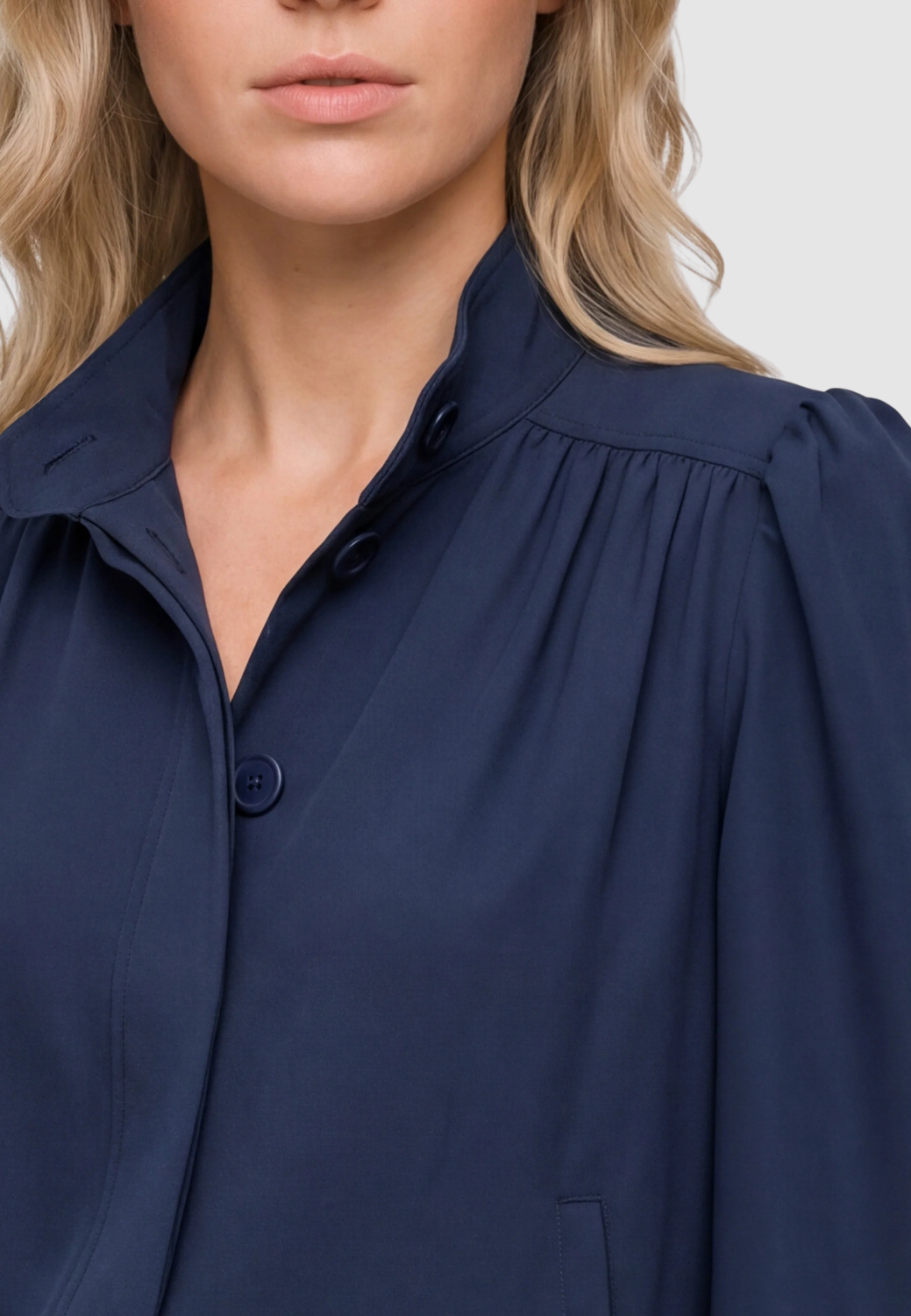 Puff Sleeve Jacket - Navy-XS-OXFORD NAVY-LIVERPOOL-Levy's Clothier