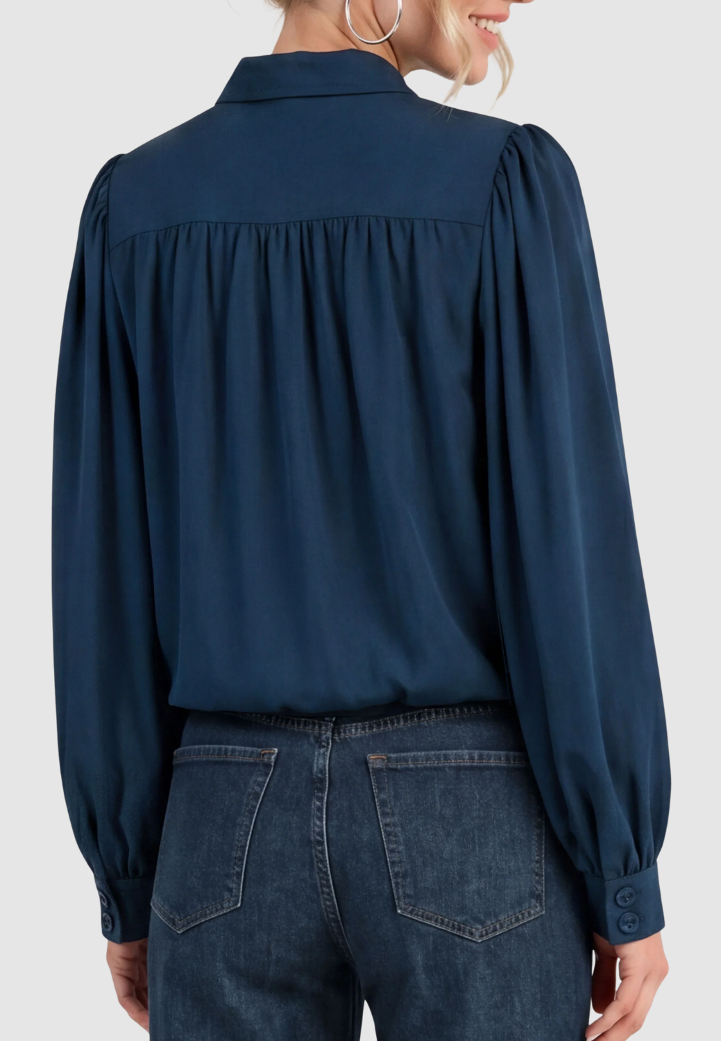 Puff Sleeve Jacket - Navy-XS-OXFORD NAVY-LIVERPOOL-Levy's Clothier