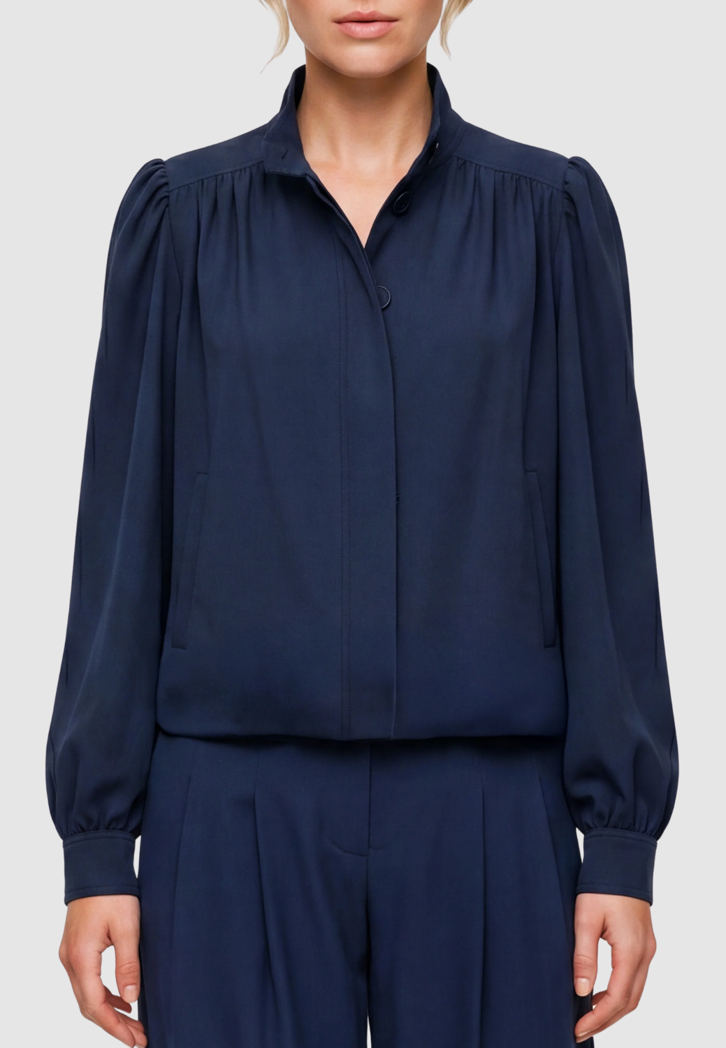 Puff Sleeve Jacket - Navy-XS-OXFORD NAVY-LIVERPOOL-Levy's Clothier