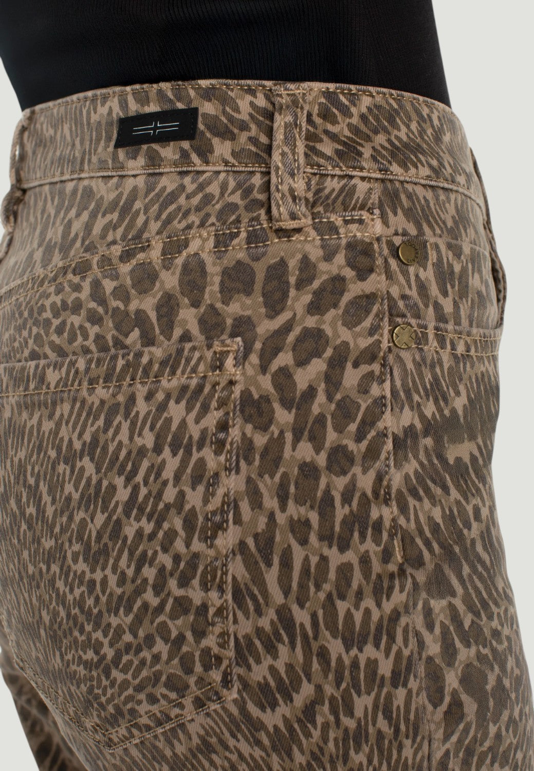 Kennedy Straight Jeans with Wide Hem - Khaki Abstract Animal-0-LIVERPOOL-Levy's Clothier