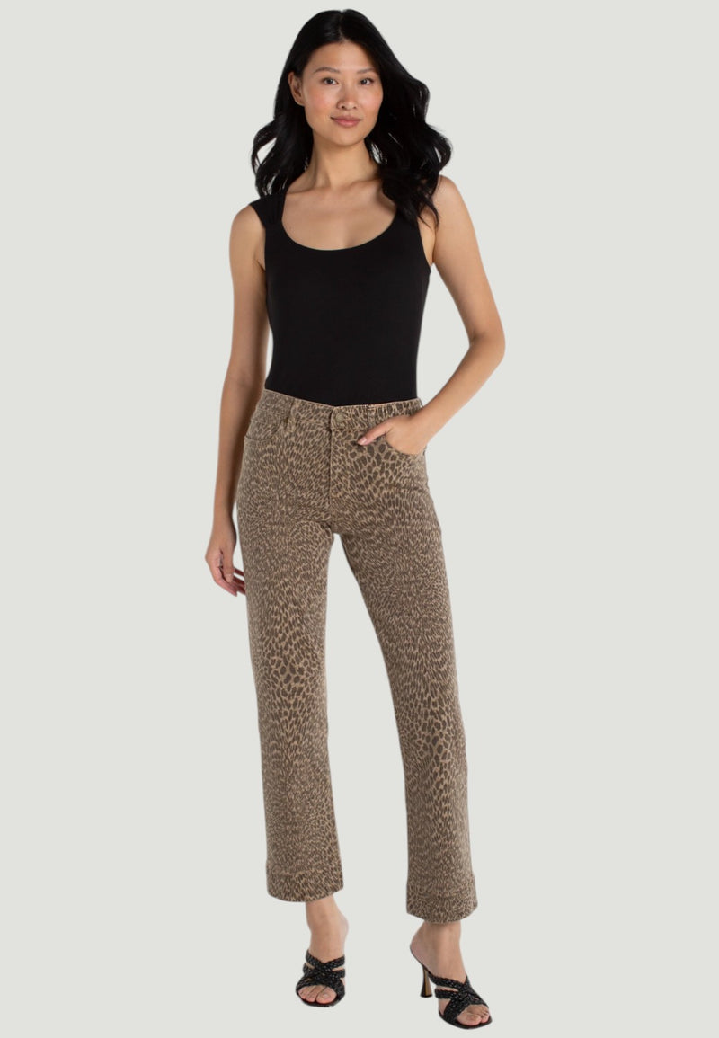 Kennedy Straight Jeans with Wide Hem - Khaki Abstract Animal-0-LIVERPOOL-Levy's Clothier