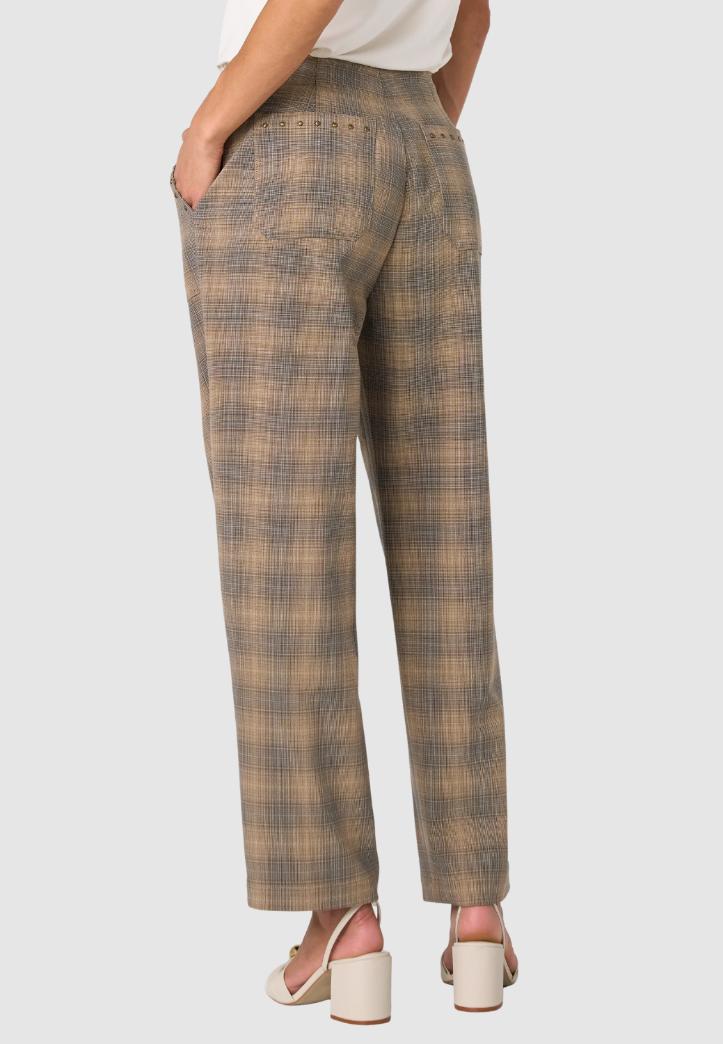 High Rise Crop Trouser with Drawstring - Oak-2-OAK MULTI OMBRE PLAID-LIVERPOOL-Levy's Clothier