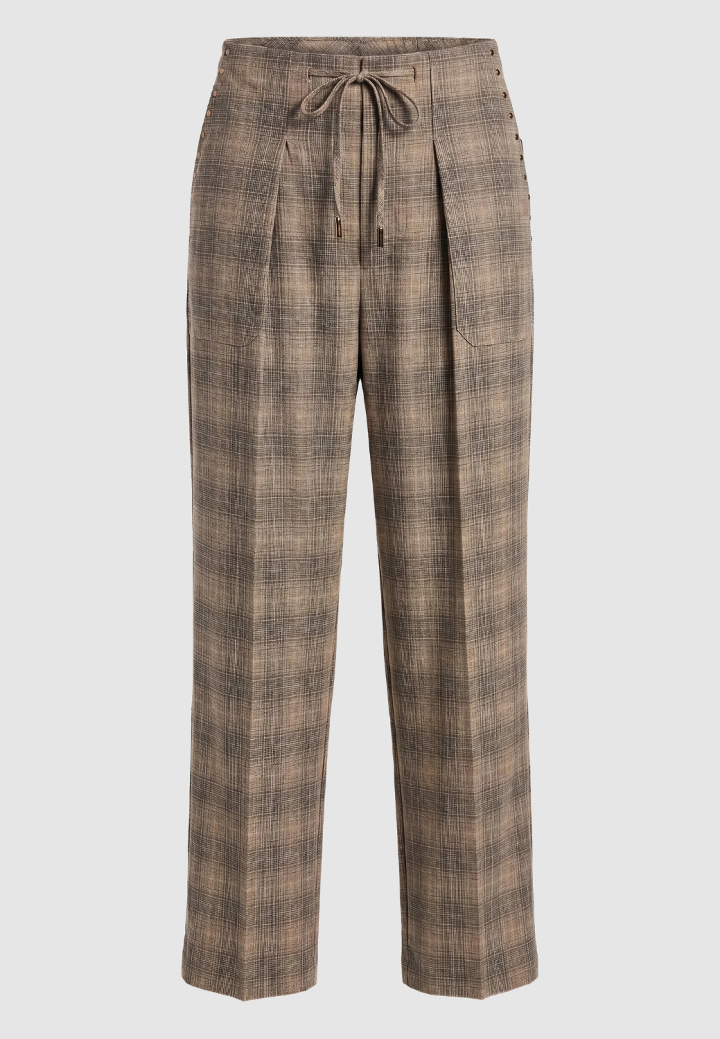 High Rise Crop Trouser with Drawstring - Oak-2-OAK MULTI OMBRE PLAID-LIVERPOOL-Levy's Clothier