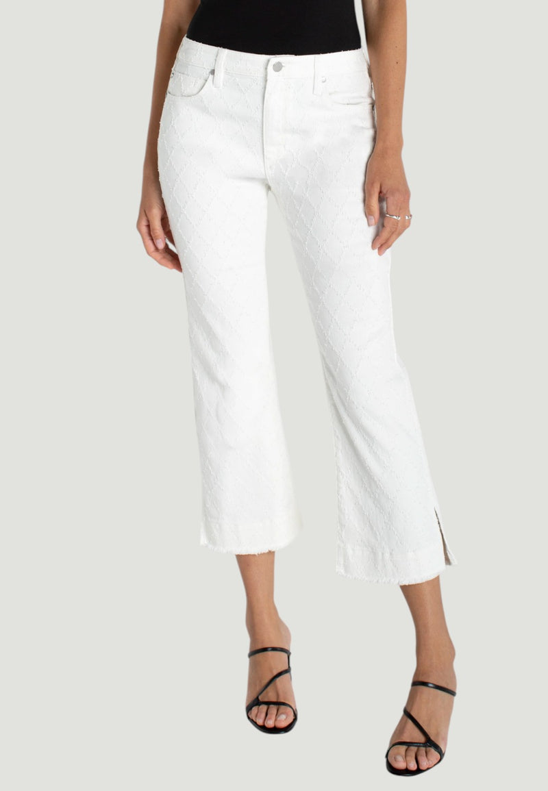 Hannah Crop Flare Pants with Wide Hem and Slit - White Diamond-0-WHITE DIAMOND-LIVERPOOL-Levy's Clothier