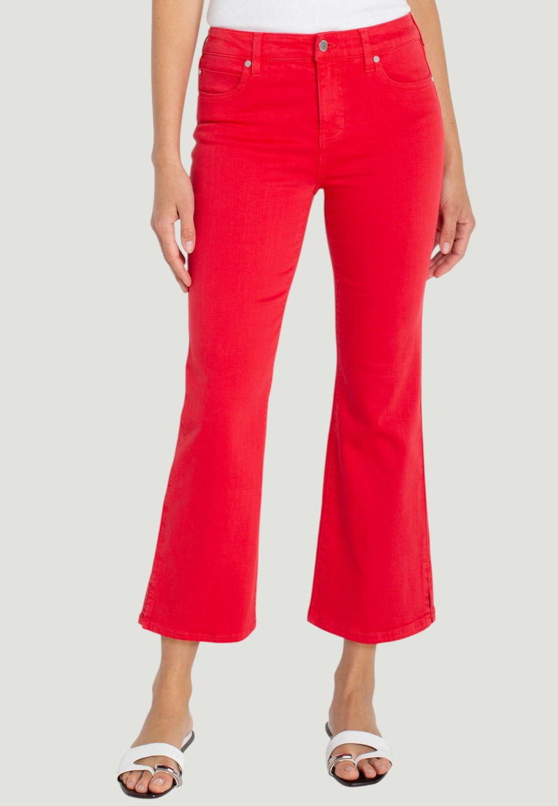 Hannah Crop Flare With Slit Hem - Cherry Rose-0-CHERRY-LIVERPOOL-Levy's Clothier